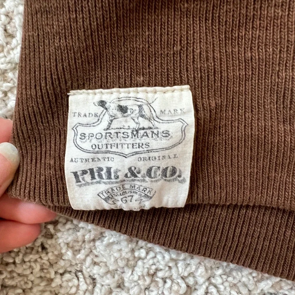 VTG Polo Ralph Lauren Sportsmans Sweatshirt Men L Brown Heritage Waffle Line 90s